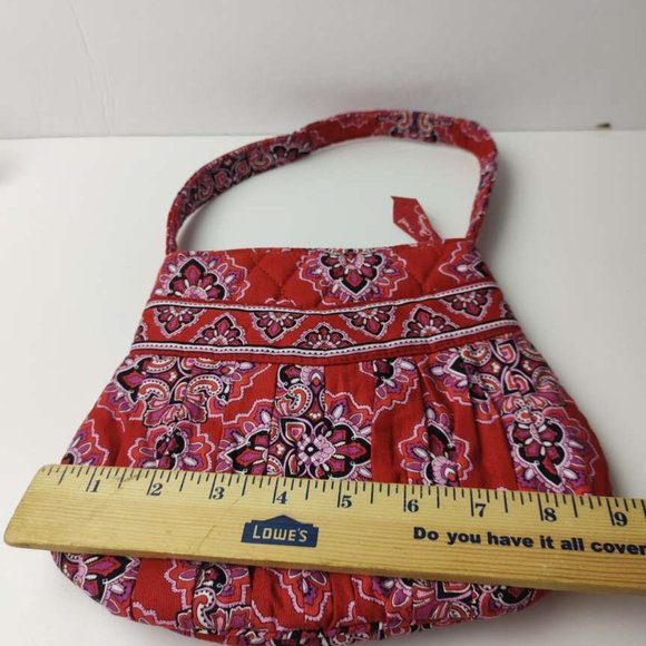 Vera Bradley Frankly Scarlet Hanna Bag Mini Red Paisley Quilted Purse Clutch - Picture 2 of 8